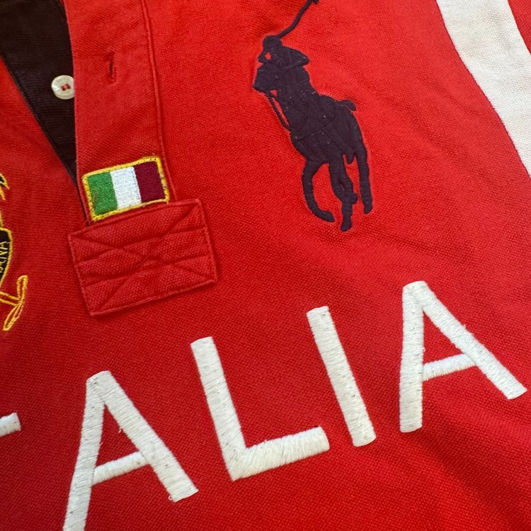 Ralph Lauren Magliette Polo: Polo Ralph Lauren Italia red poloshirt retro 90s streetwear – Usato da Rheinfelden venduto da sourced_limited 6