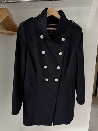 Navyboot Wool Coat, Size 38, Navy Blue