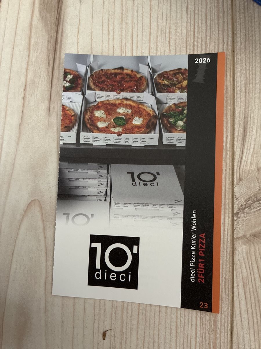 Gutscheine: 2für1 Pizza, dieci Wohlen – Neu und originalverpackt aus Attelwil von TaraLee