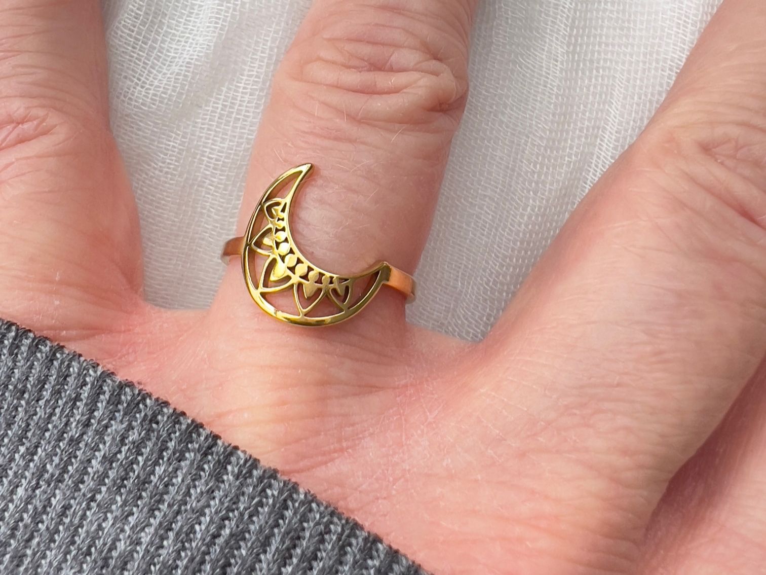 Anelli: Bague Lune - Mund Edelstahlring – Nuovo (secondo la descrizione) da Pully venduto da sunaddict