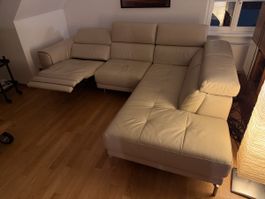 Ecksofa Leder beige mit Relaxfunktion in sehr gutem Zustand