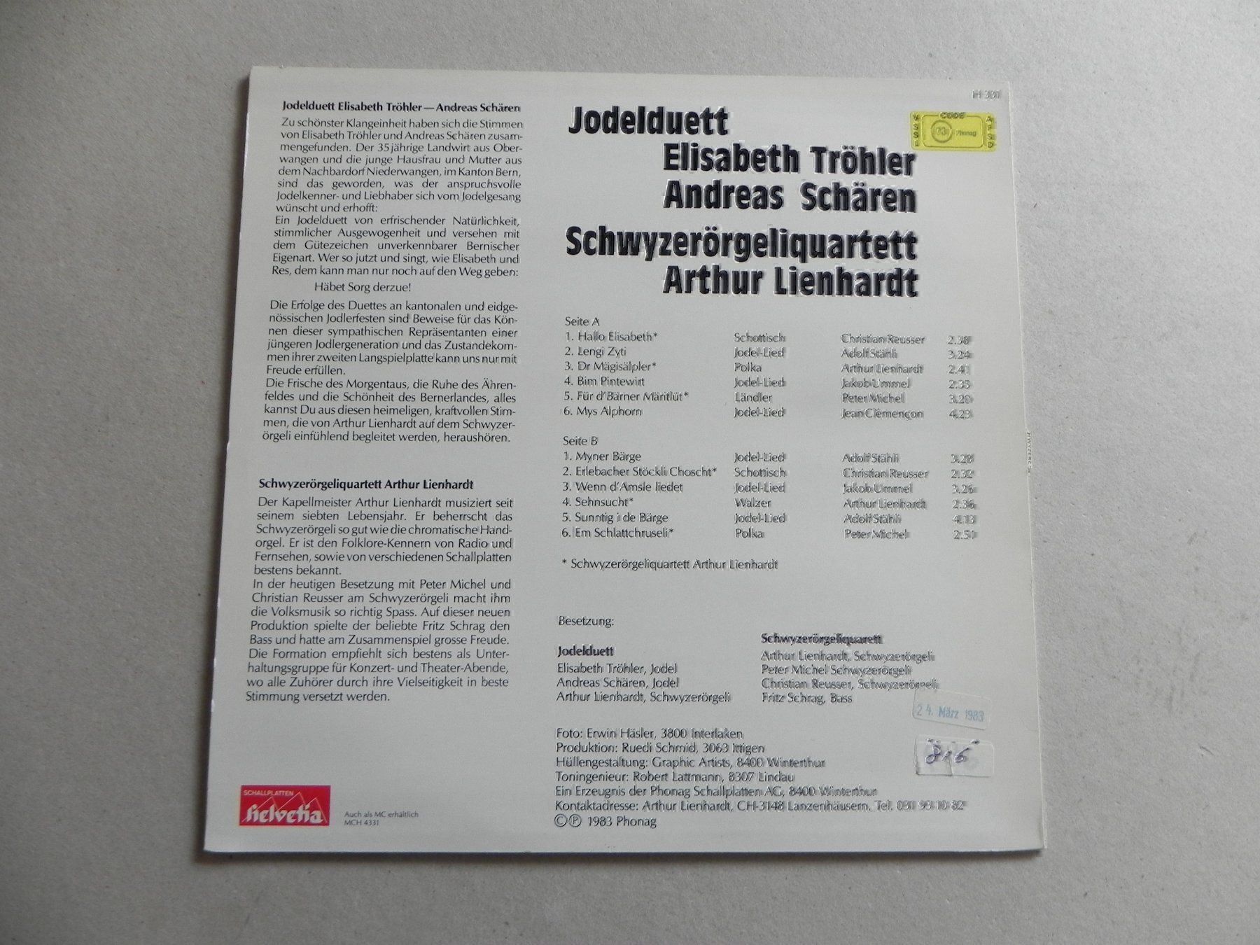 Dischi in vinile: LP Volksmusik Ländler Arthur Lienhardt – Usato da Siebnen venduto da krimsie 1