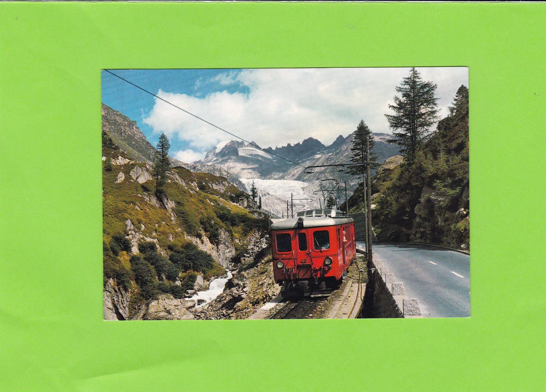 Cartoline postali: Furka-Oberalp-Bahn mit Rhonegletscher – Usato da St. Peterzell venduto da neckertal