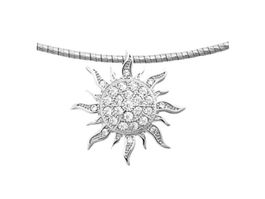 Collier 42cm mit Sonnenanhänger Silber 925 mit Zirkonias