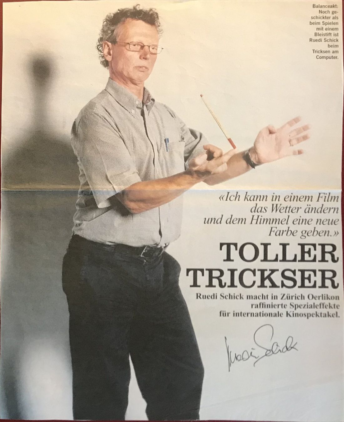 Autografi: Ruedi Schick Autogramm signiert Magazinbild 20x30cm – Usato da Bischofszell venduto da Gottselig