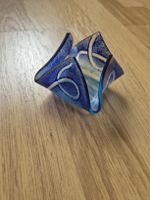 Glas Schale, blau-weiss Teelicht