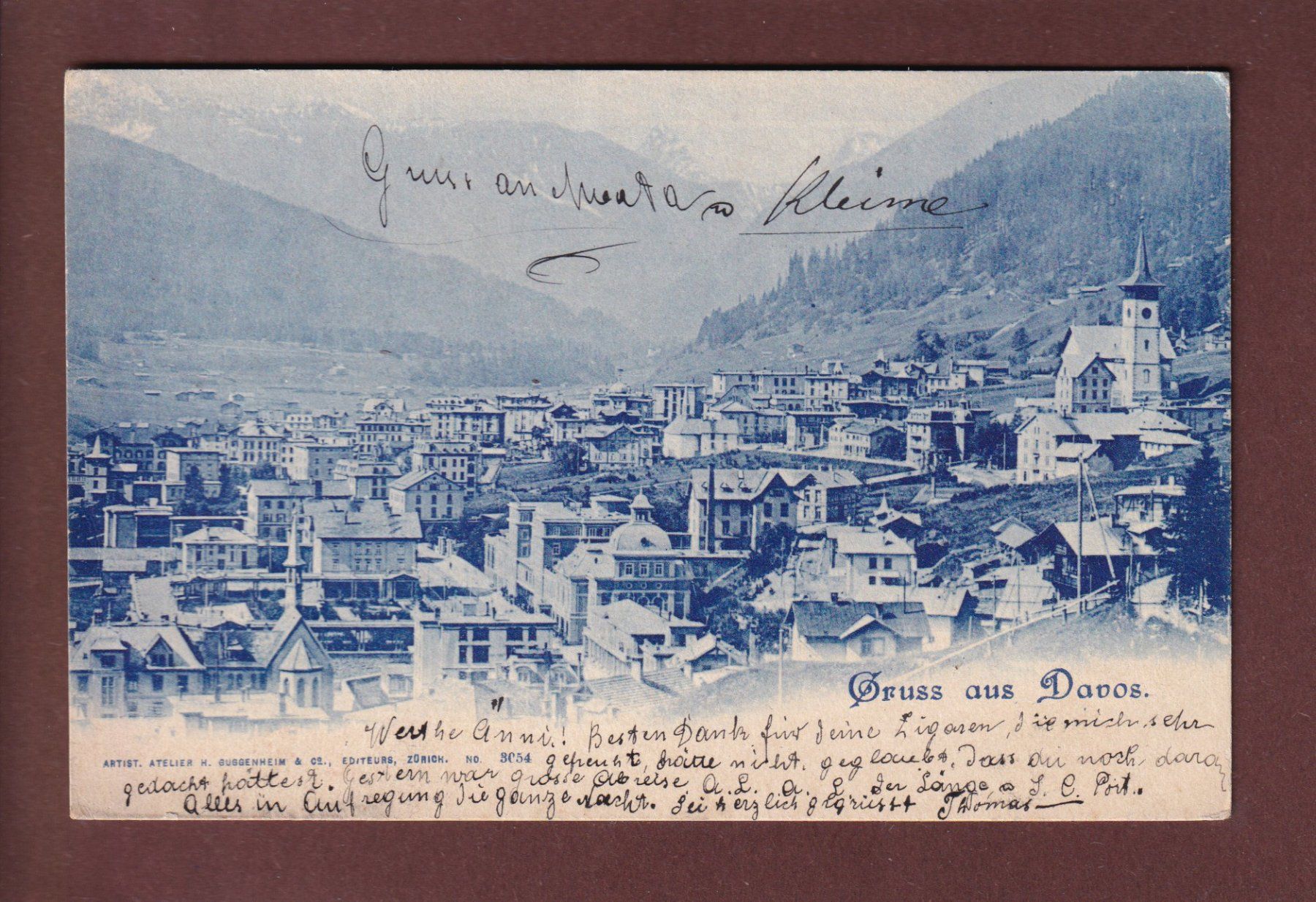 Cartoline postali: Gruss aus DAVOS - Teilansicht - 1900 – Usato da Pully venduto da nicecards