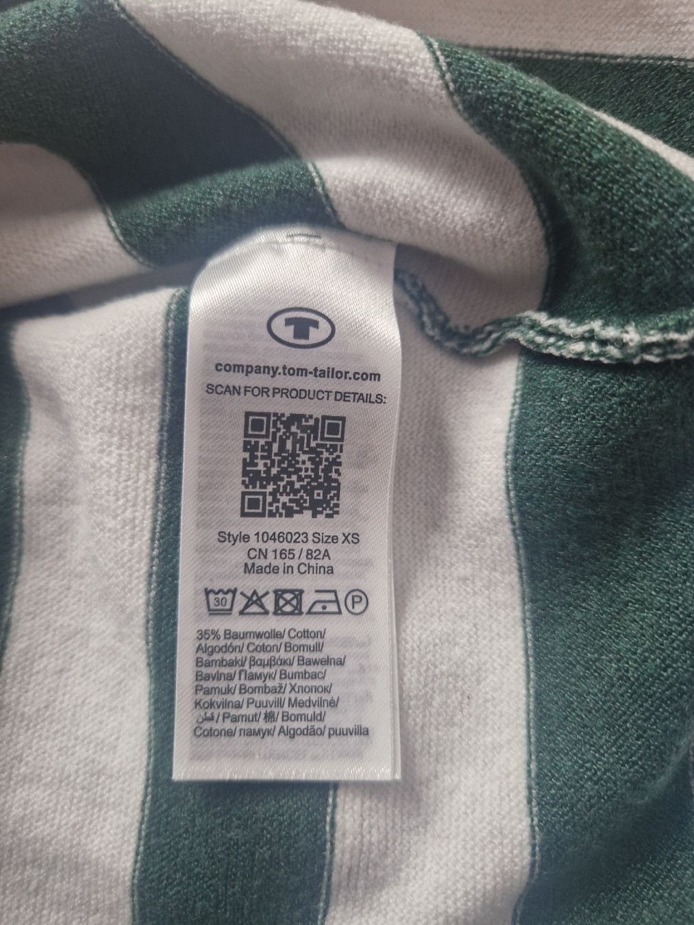 Tom Tailor T-shirts: Tom Tailor Kapuzenpullover, grün-weiss gestreift, Gr. XS – Neuf (Voir description) à Zürich par stefanella 1