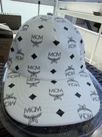 MCM Baseball Cap White Monogram Print One Size Made in Italy