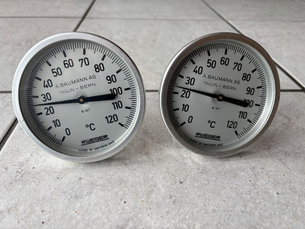 A. Baumann/Rueger Thermometer, für Heizung , 2 Stk. Vintage (Gebraucht ...