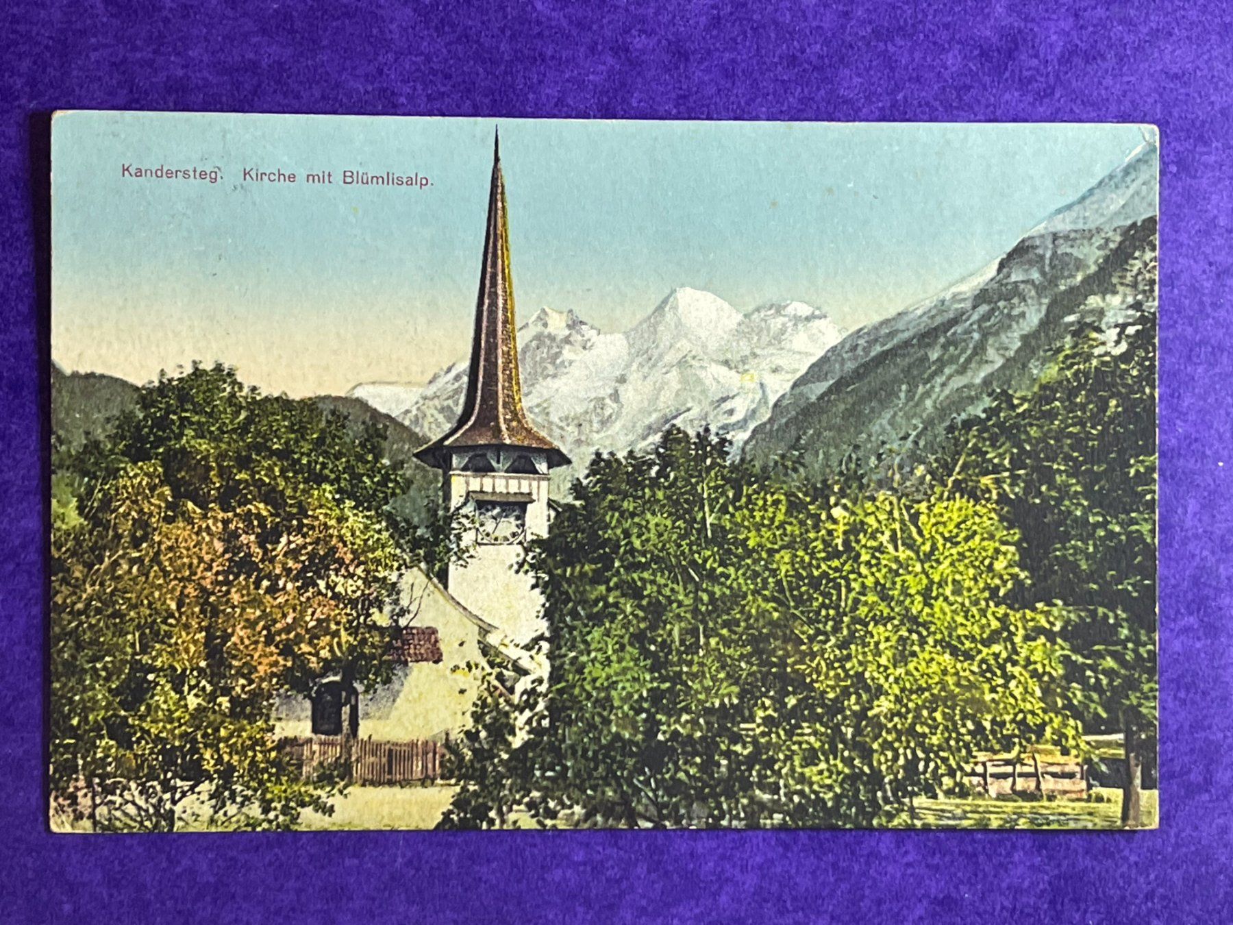 Ansichtskarten: Kandersteg - Kirche mit Blümlisalp – Gebraucht aus Steg VS von danwer74