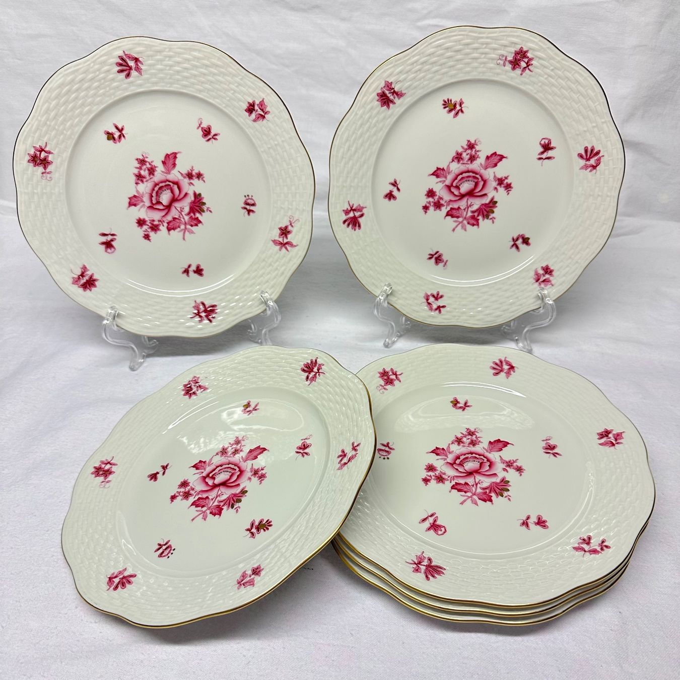 Herend Teller: 6 Stk. Herend Nanking Bouquet Raspberry Dessertteller 19cm – Gebraucht aus Oberrüti von Sabbi 3