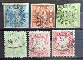 BAVIÈRE - BAYERN: 6 Gestempelte aus 1850–1888