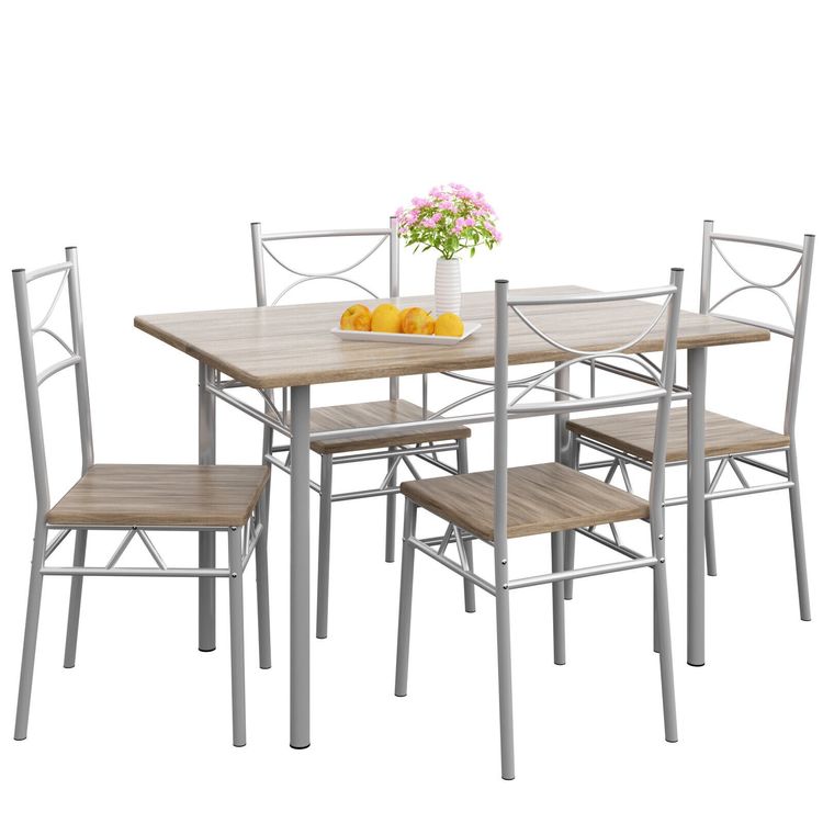 Küchentisch + 4 Stühlen Eiche 110x70cm Essgruppe Esstischset 4