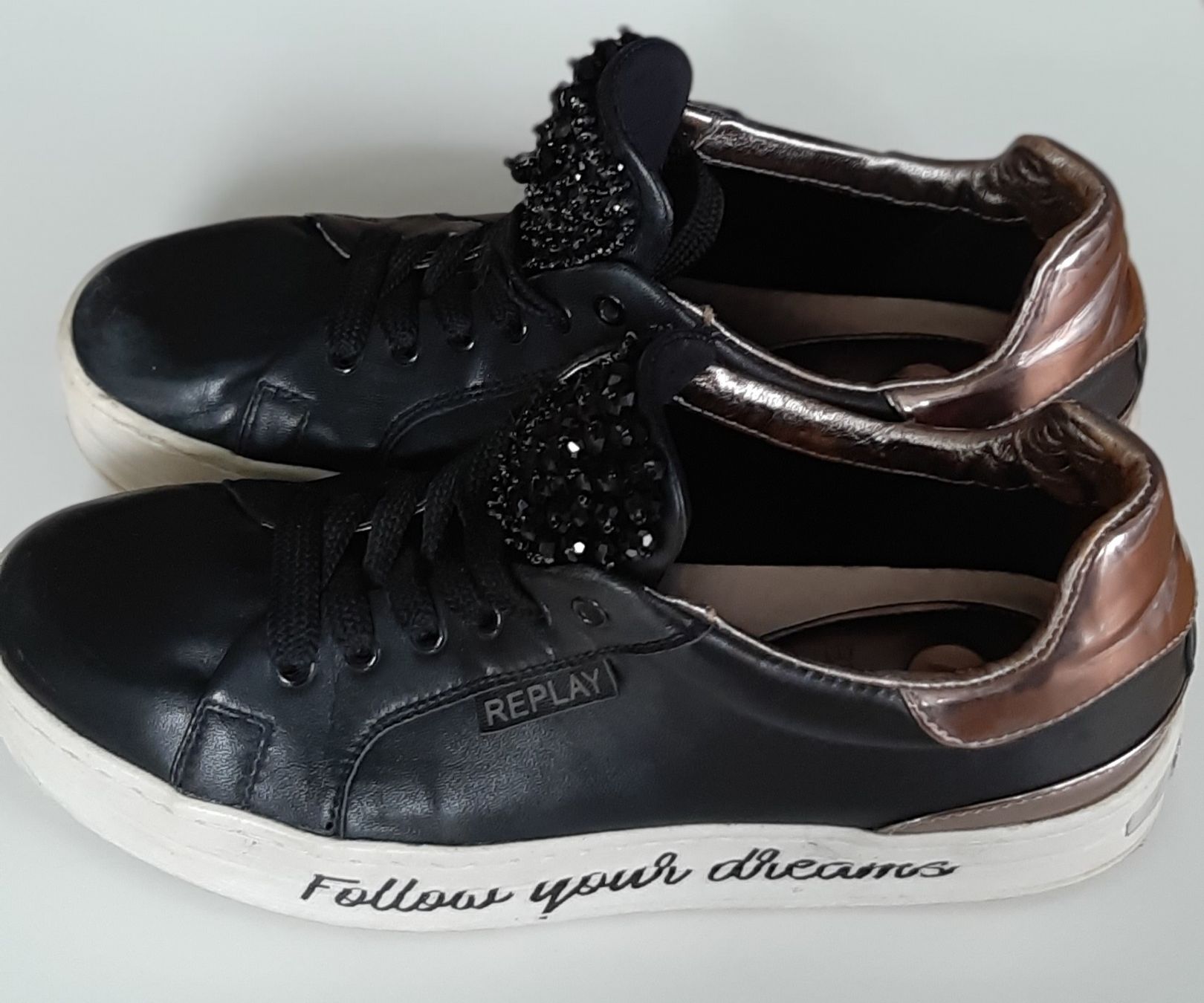 Replay Scarpe da donna: Replay Sneaker Schwarz Glitzer Gr. 40 – Usato da Uster venduto da kgw78 1