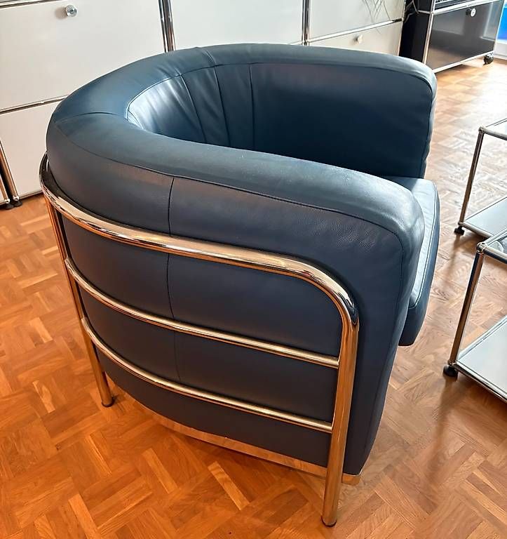 Zanotta Sofas: 2 Zanotta Onda Designer-Sofas. Leder royal-blau – D'occasion à Hondrich par Achilles_500 3