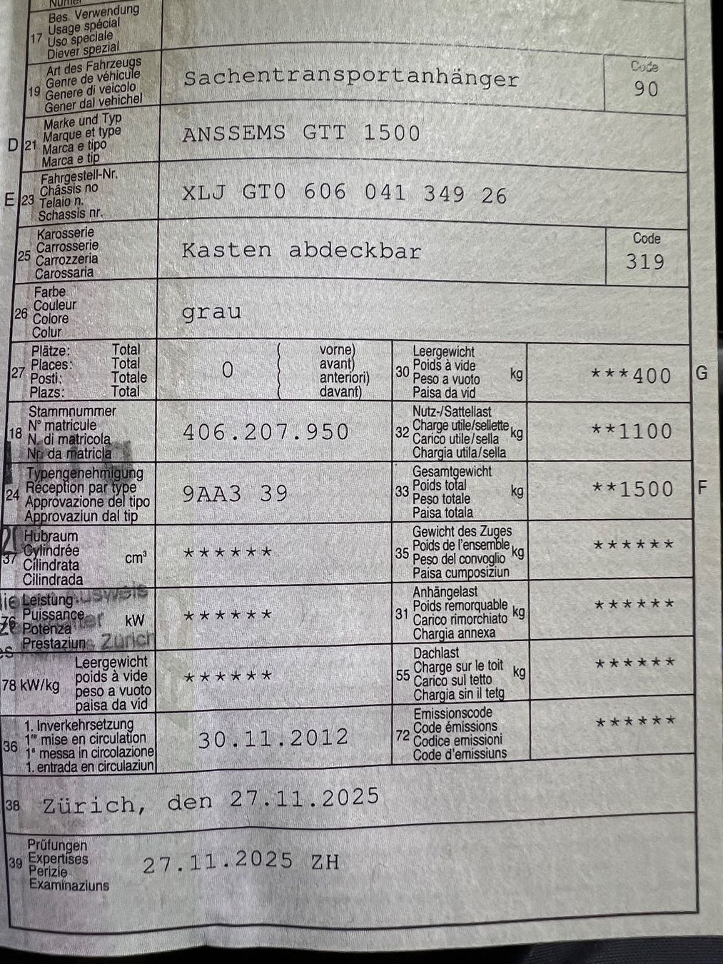 Anssems Rimorchi: Kofferanhänger Anssems GTT 1500 – Usato da Uster venduto da Uster1984 7