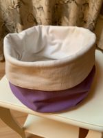 Joli petit panier tissu violet et blanc