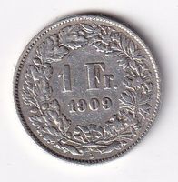 Schweiz 1 Franken 1909 rar