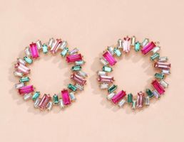 NEU runde Ohrringe mit Strass- Dekor mehrfarbig