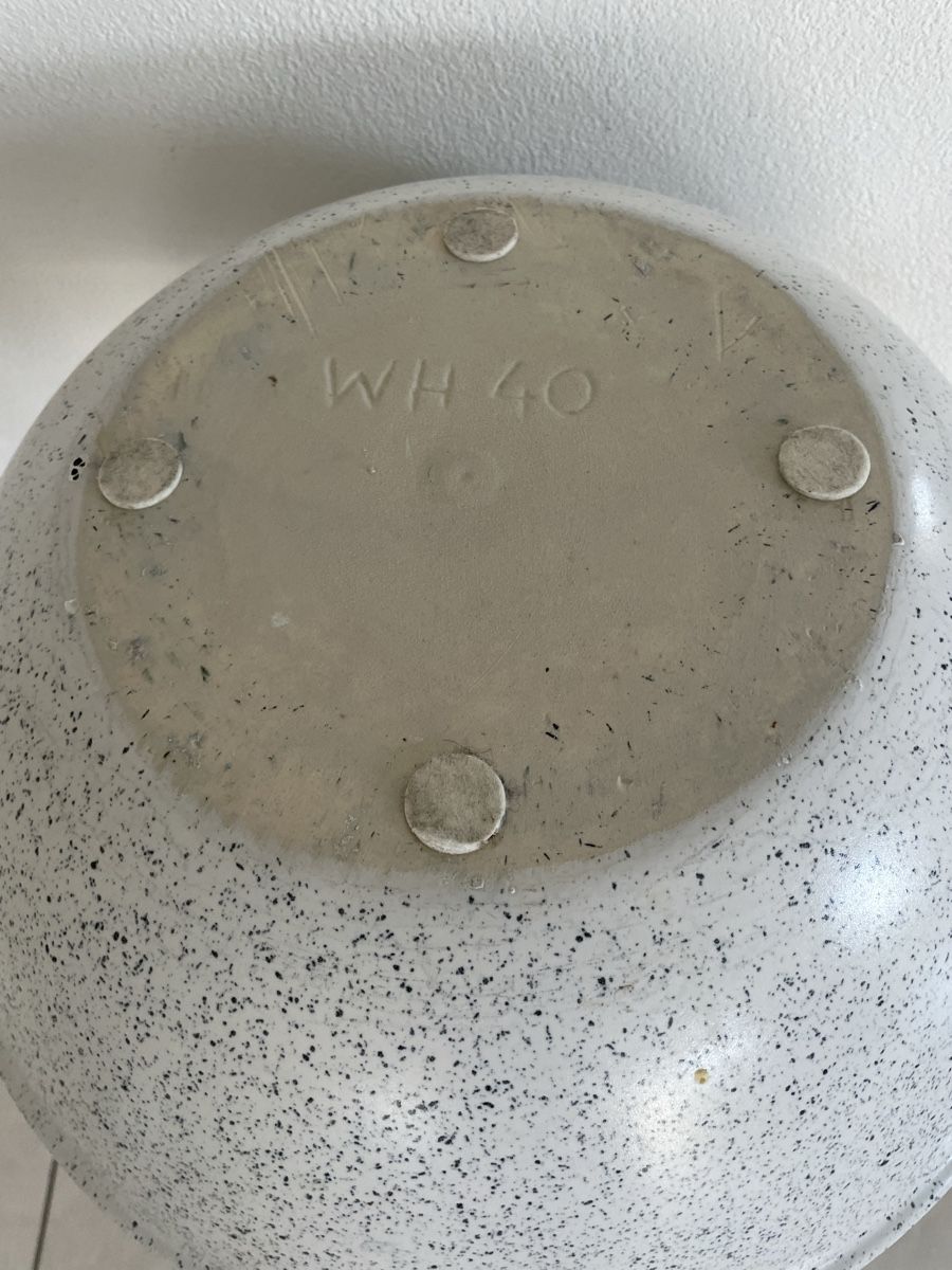 Ciotole: Large Ceramic Fruit Bowl, White Granite Look, Vintage – Usato da Richterswil venduto da Prangins9 3