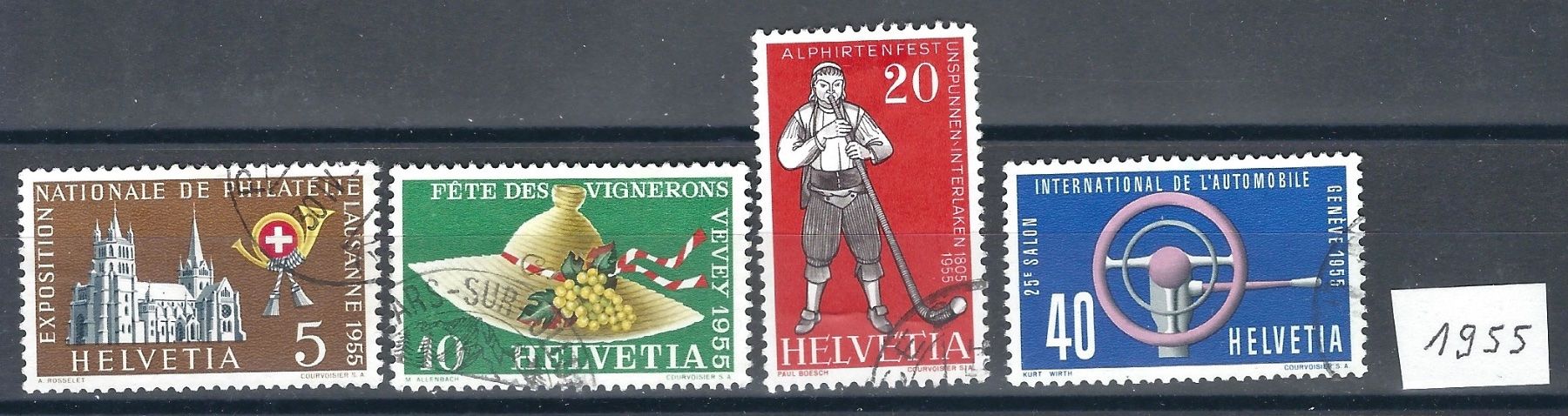Tutti i francobolli: Timbre Suisse - 1955 - Série complète oblitérée – Usato da Rennaz venduto da lorada01