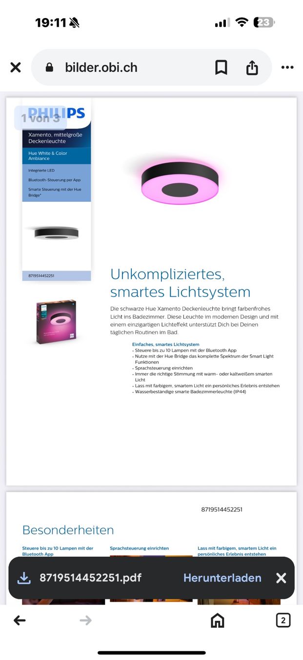Philips Lampadari & plafoniere: Moderne LED Deckenleuchte, Top Zustand, Schwarz/Weiss – Usato da Zürich venduto da LeonaX. 2