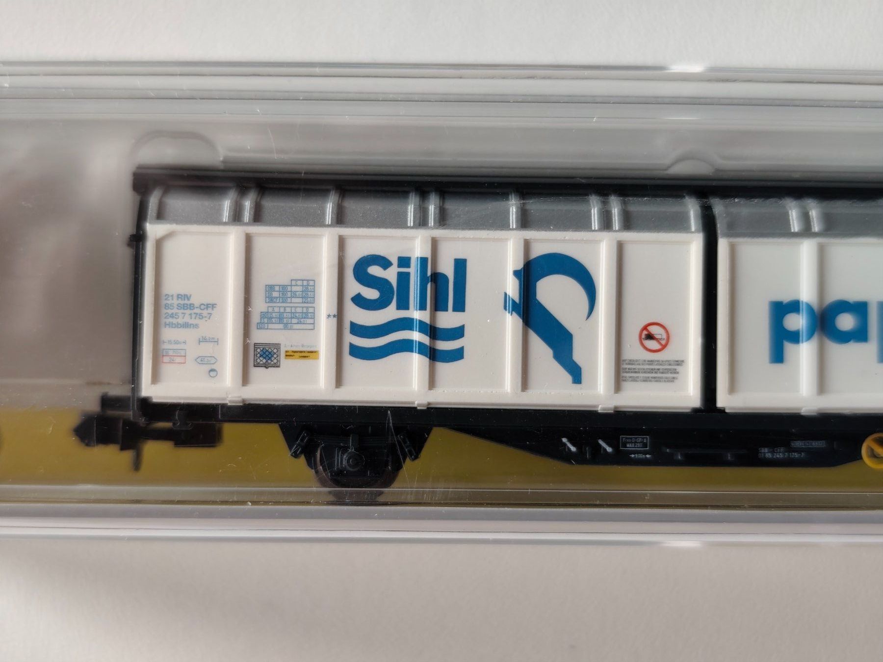 Trix Modellini di ferrovie: Schiebewandwagen "Sihl Papier" der SBB von Minitrix N – Nuovo e nell'imballaggio originale da La Chaux-de-Fonds venduto da Sekado 1