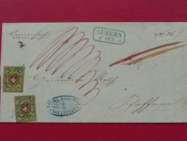1854: Erstklassiger RAYONBRIEF 16II (2x): LUZERN - Pfaffnau