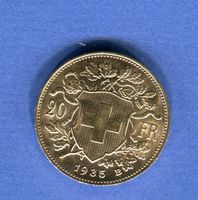 (1677) 20 Fr. 1935 ohne L Top Stgl Gold
