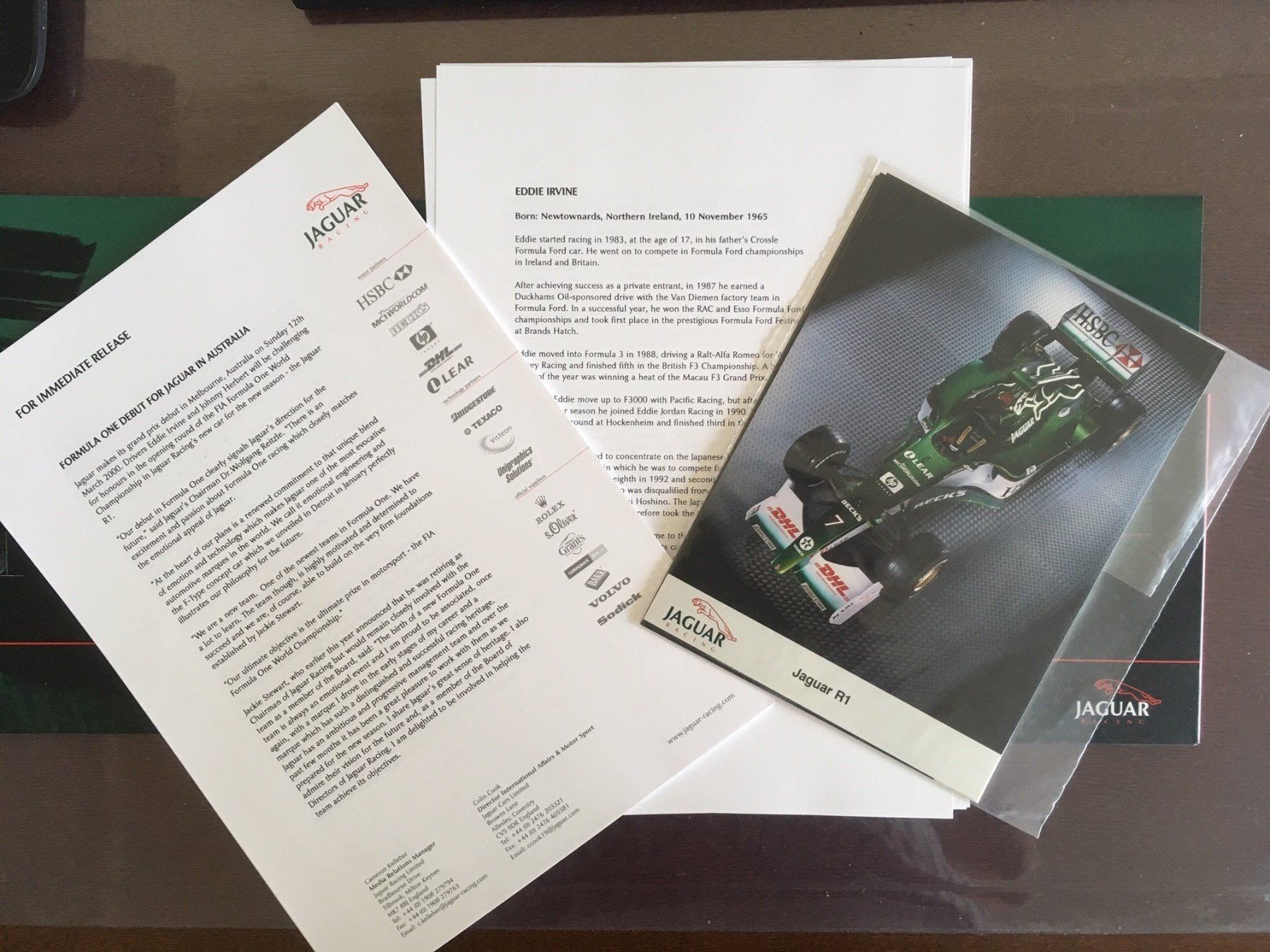 Documenti: Presseinformation JAGUAR Formel 1 Debut – Nuovo (secondo la descrizione) da Safenwil venduto da efclassics 2