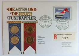 Numisbrief die alten und die neuen Fünfräppler ab 1 Fr. !