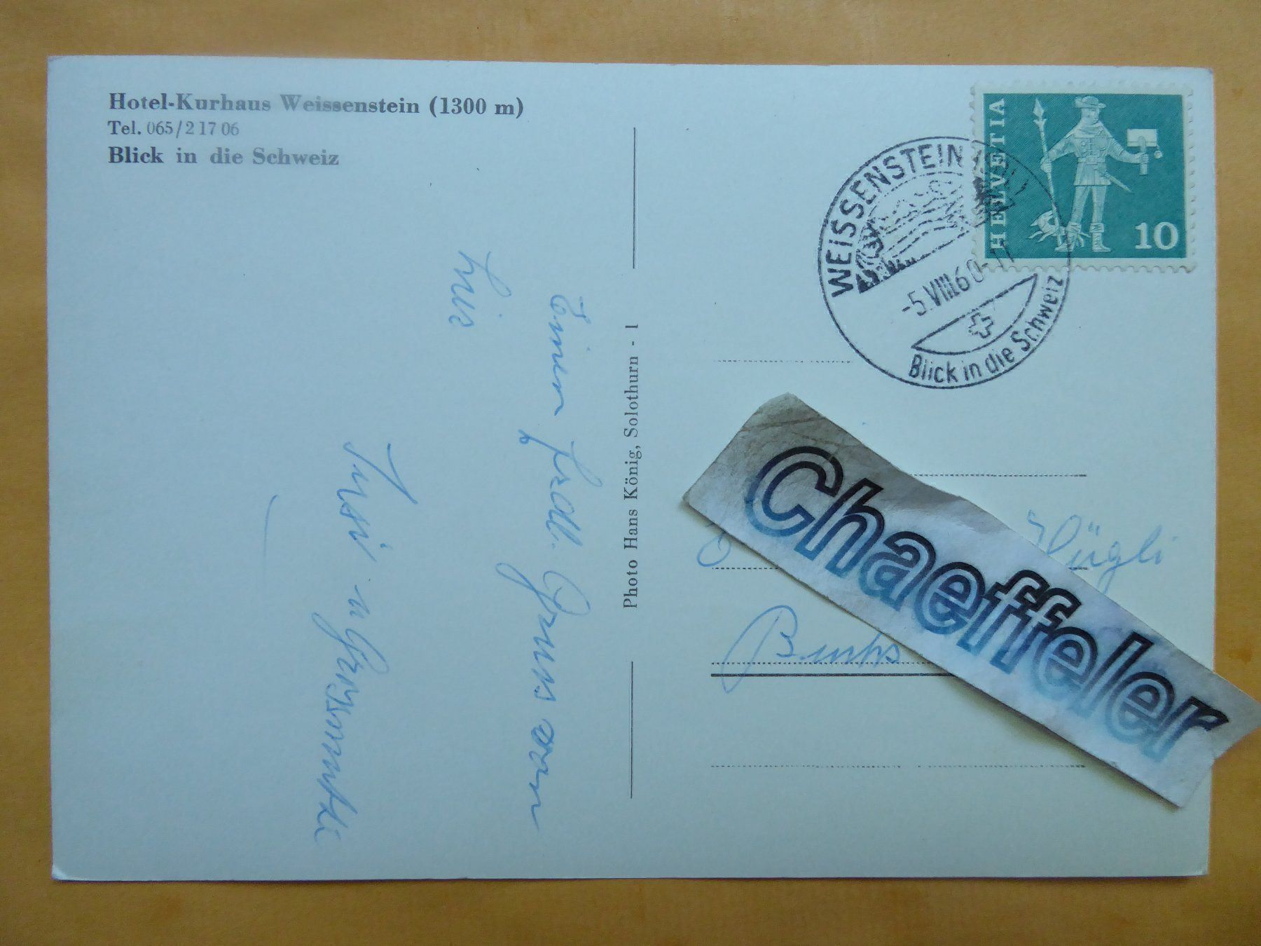Cartoline postali: 1960 Hotel - Kurhaus Weissenstein. – Usato da Zürich venduto da Chaeffeler 1
