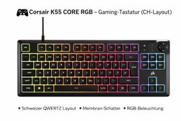 Corsair K55 CORE RGB Gaming-Tastatur (CH-Layout, TKL)