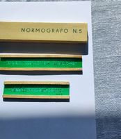 Normografo N.5 Schriftzeichen/ Schreibhilfe antike Holzrand
