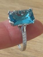 Luxus Elegante Gr.19/9 Ring Farbe: Silber /Turkis Zirkonia