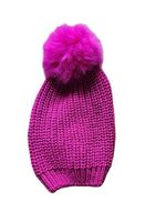 Adrienne Landau Strickmütze Beanie Pom Pom Pink neuw Fox Fur