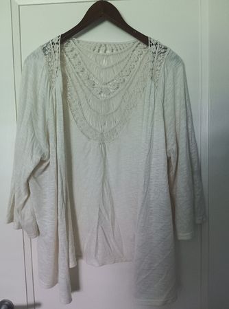 Boho Style Sommer Cardigan mit Spitze, creme-farben, Grösse