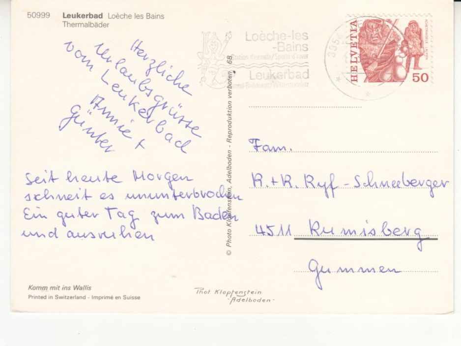 Cartoline postali: Leukerbad 1977 – Usato da Bürglen TG venduto da StampGraf 1