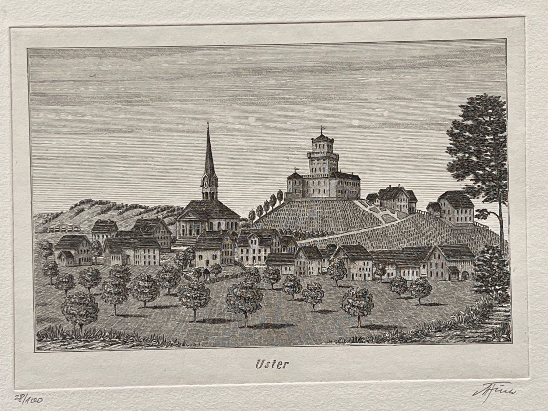 Stiche: Fürer Kupferradierung Ansicht von Uster 1 von 100 Ex. – Gebraucht aus Adliswil von buch_und_kunst 1