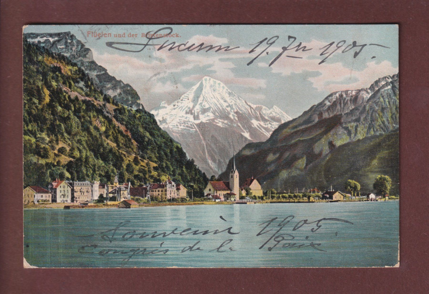 Cartoline postali: FLÜELEN - Bristenstock - 1905 – Usato da Pully venduto da nicecards