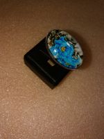 RING EDELSTHAL,,,MIT BLAU BLUME,,,GLANZIG