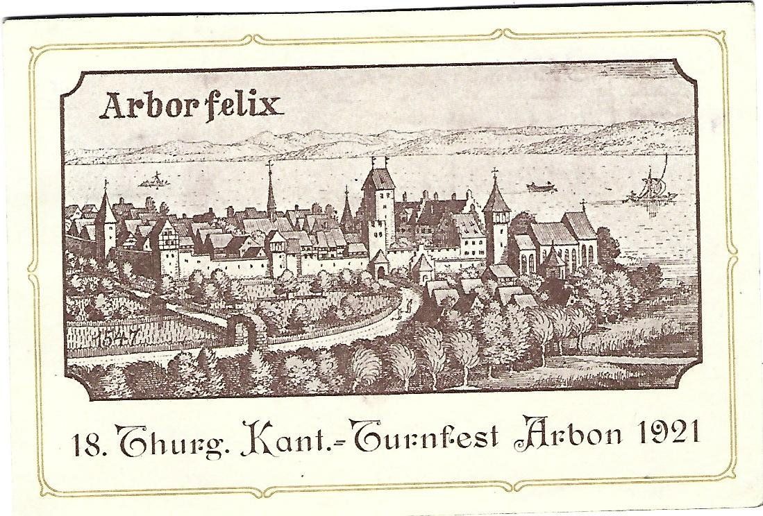 Cartoline postali: Kant.Turnfest Arbon 1921 Fest Postkarte – Usato da Wetzikon ZH venduto da Brulu100