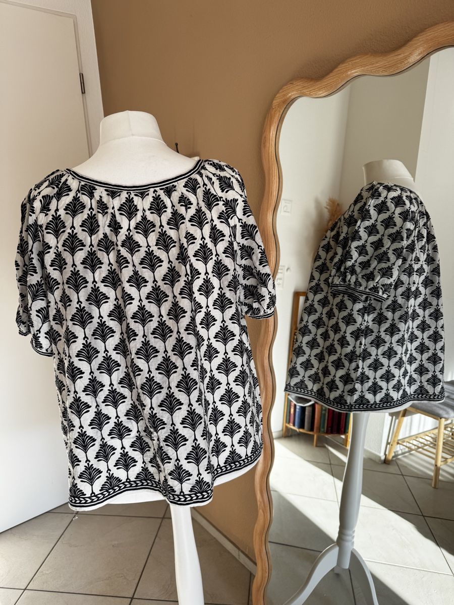 Camicette: Max Studio Bluse, Grösse 2XL, Schwarz/Weiss Muster Top – Nuovo (secondo la descrizione) da Muttenz venduto da einfach-schoen 2