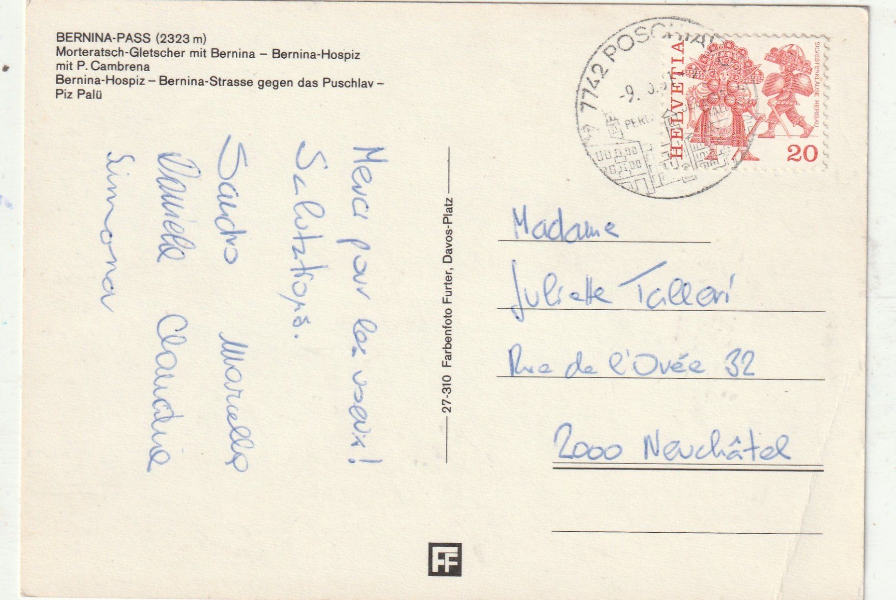 Cartoline postali: Bernina Pass MBK – Usato da Lumbrein venduto da made02 1