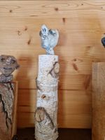 Holzskulptur mit Tonkopf - Dekorative Herbstkunst!
