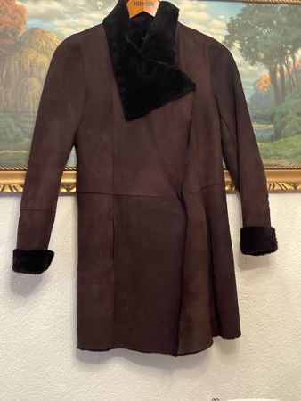  Jelmoli-Modern Echt Lamfel Mantel braun Neuwertig Gr38