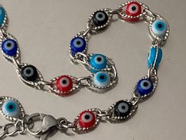 Bracelet filigrane oeil bleu rouge noir nouveau