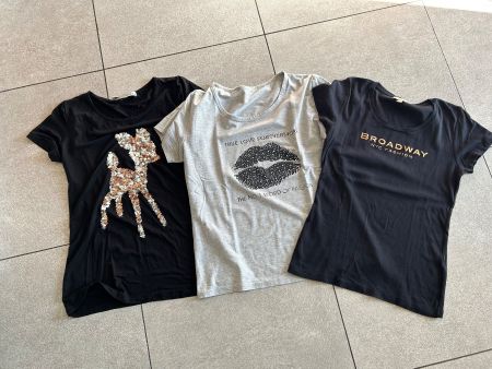 3 lot T shirt noir et gris gr. S + M