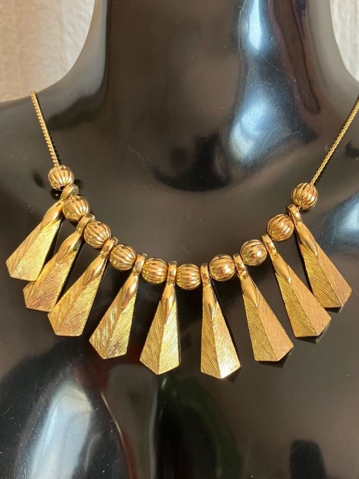 Catenine: Collier vintage doré à franges – Usato da Peseux venduto da Cresus27 2